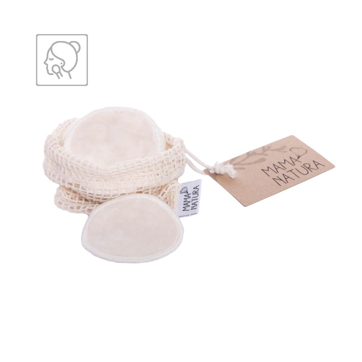 Kosmetický pratelný tampon Mama Natura z bio bavlněného sametu v síťovaném obalu – 7 cm malý (6 ks)